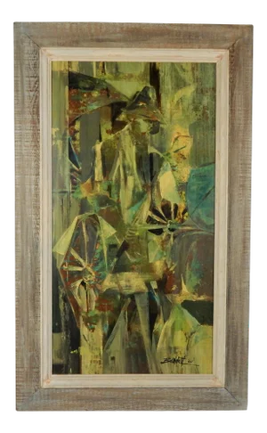 "Rickshaw Boy" Mid-Century Oil on Masonite, C-1960s