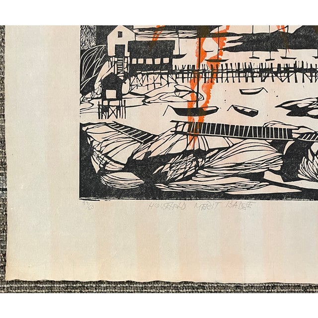 Mid-Century Modern 1960s Thomas Elsner Household Merit Badge Woodblock Print For Sale - Image 3 of 4