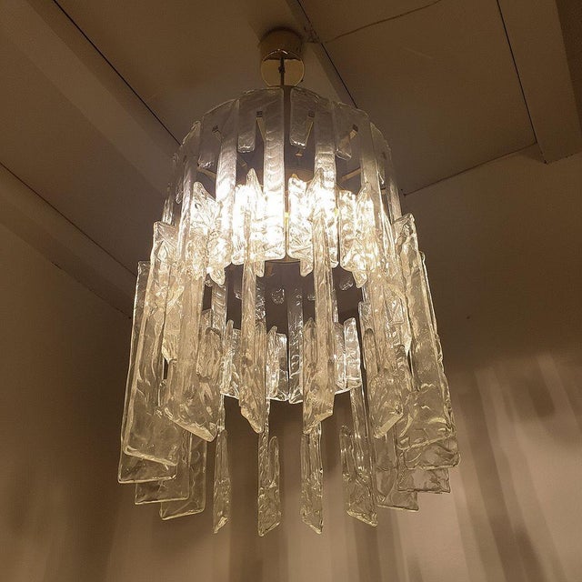 1970s 1970s Mid-Century Modern Brass and Murano Glass Chandelier For Sale - Image 5 of 12