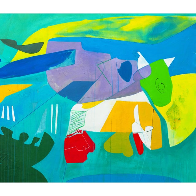 Abstract Isabel Brinck Original Abstract Painting on Canvas "Rain Check" For Sale - Image 3 of 4