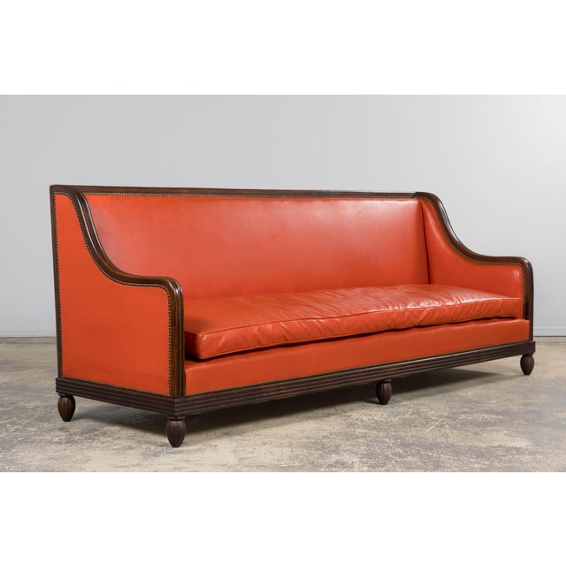 Wood 1930s French Art Deco Oak Canape in Faux Leather For Sale - Image 7 of 18