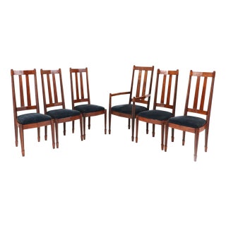 Art Deco Amsterdamse School High Back Dining Room Chairs, 1920s, Set of 6 For Sale