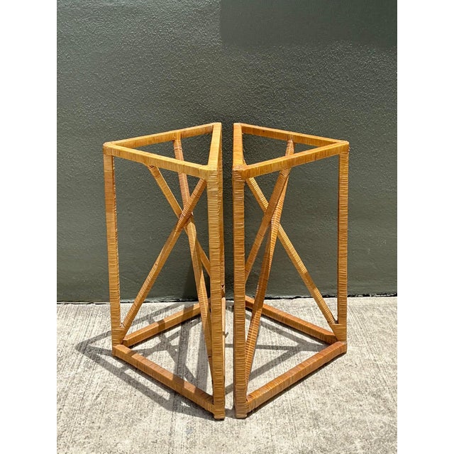 Vintage Wrapped Rattan Dining Table Pedestal For Sale - Image 12 of 16