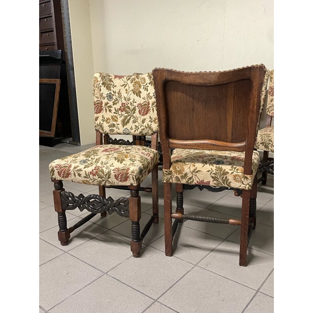 Wooden Chairs from the 1940s with Turned and Carved Details, Set of 6 For Sale - Image 11 of 18