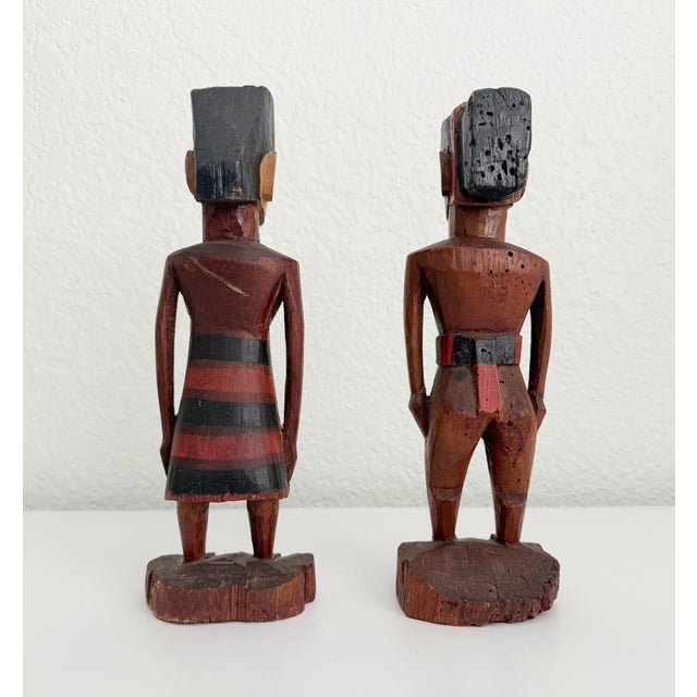 Wood Vintage Wood Figures, Kutu Island, Micronesia - A Pair For Sale - Image 7 of 10