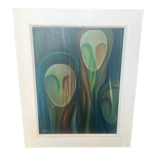 Original Elise Friederike Abstract Oil Painting “As Máscaras” (1978) For Sale