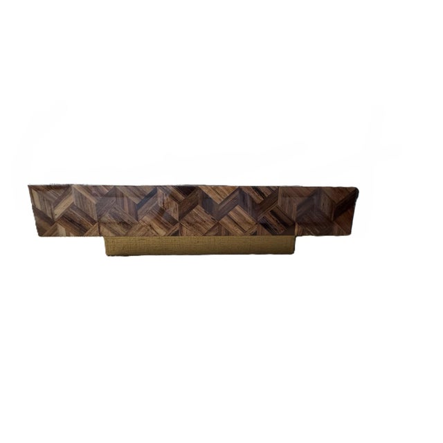Made Goods Lesandro Coffee Table 40" X 60" Banana Bark With Gold Raffia Base For Sale