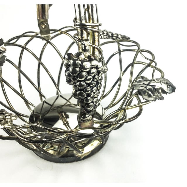 Metal Studio Silversmiths Grape Theme Silver Plate Basket For Sale - Image 7 of 9