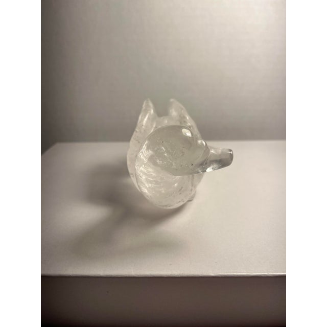 Contemporary Vintage Natural Clear Crystal Quartz Hand Carved Duck Figurine For Sale - Image 3 of 7