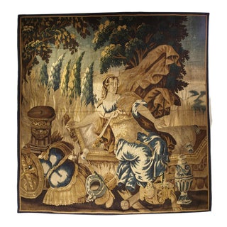 Antique Aubusson Tapestry From the Late 1600’s, Goddess Pax or Eirene For Sale