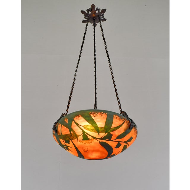 Daum 1920s Daum Majorelle French Art Deco Cameo Glass Pendant Light For Sale - Image 4 of 15