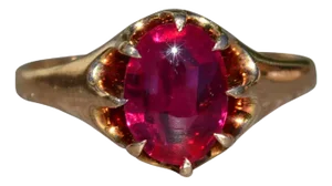 The Pendleton: Ladies Yellow Gold Cocktail Ring set with Laboratory Grown Ruby