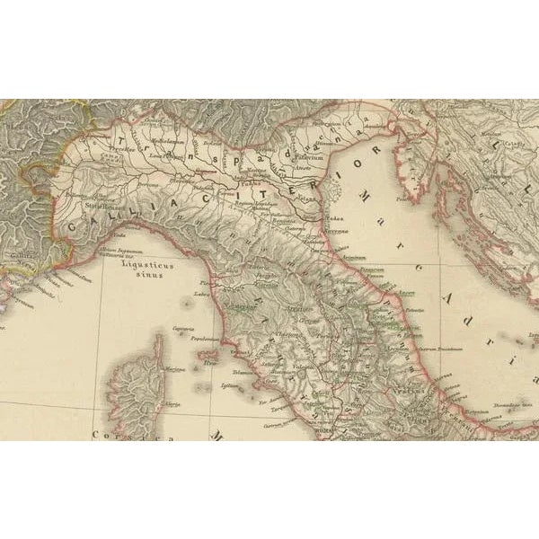 Map of the Italian Peninsula with the Islands of Sicily, 1880 For Sale - Image 3 of 6