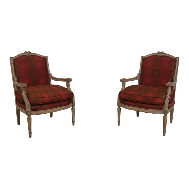 Pair Don Russo French Louis XVI Style Bergere Armchairs For Sale