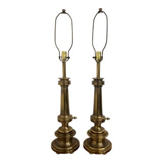 Pair of Mid-20th Century Brass Stiffel Lamps For Sale