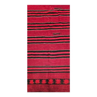 Vintage Turkish Hand Woven Kilim Runner, Wool & Cotton, Stripe Design, 3' x 12' For Sale
