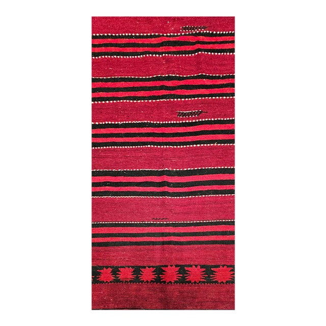 Vintage Turkish Hand Woven Kilim Runner, Wool & Cotton, Stripe Design, 3' x 12' For Sale