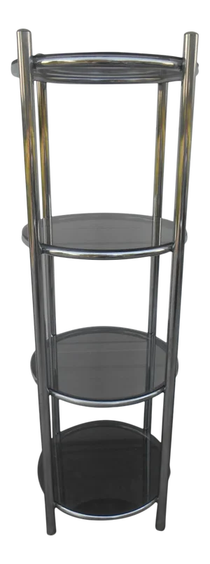 Mid-Century Modern Chrome and Smoke Glass Round Etagere
