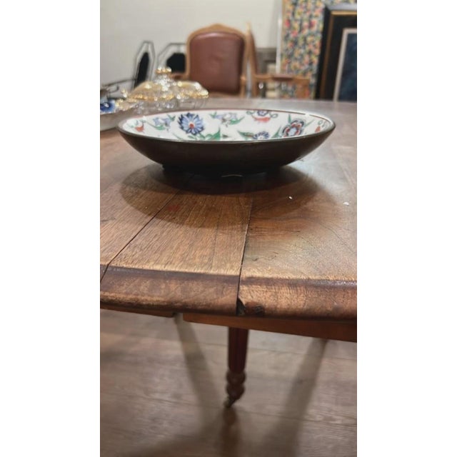 Vintage Turkish Iznik Style Floral Ceramic Shallow Bowl For Sale - Image 4 of 5