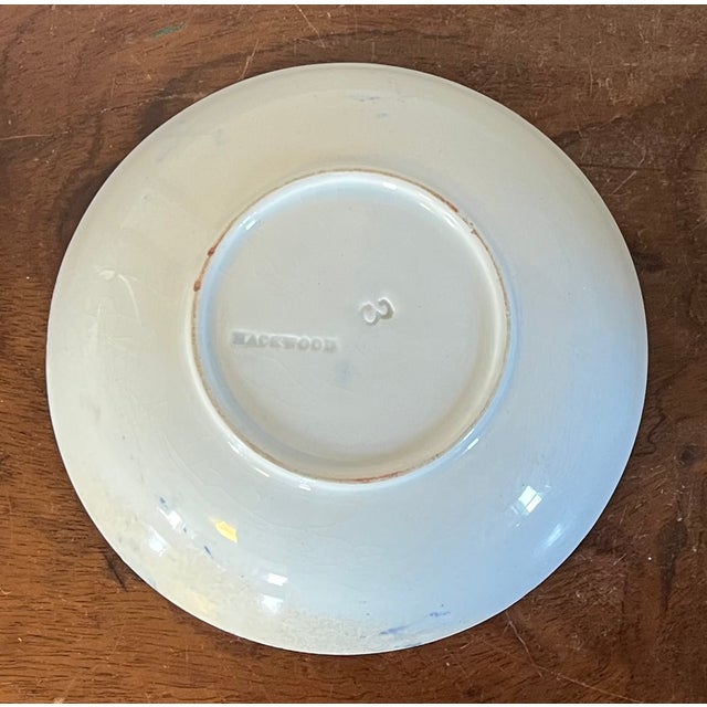 Blue Antique 19th Century Hackwood Peafowl Blue Spatterware Saucer Dish For Sale - Image 8 of 10