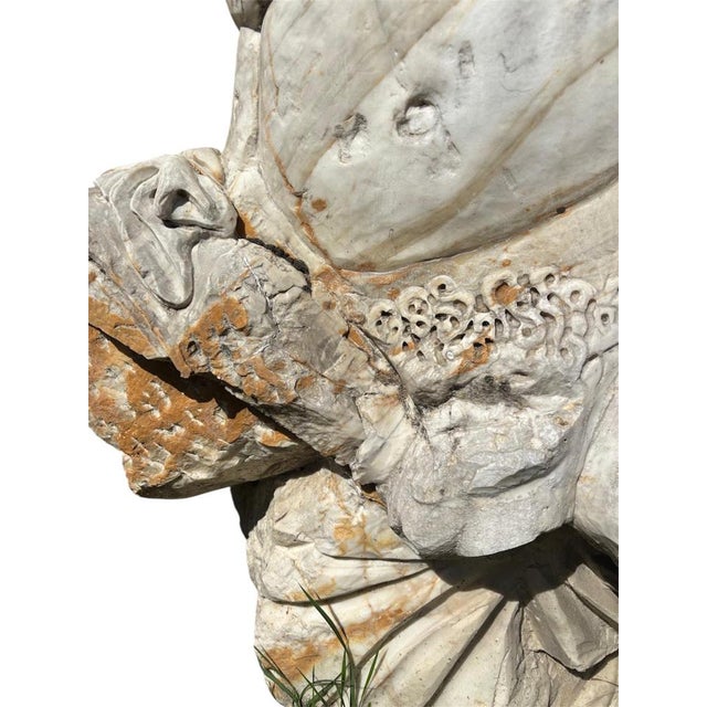 1970s Sculpture Depicting a Male Bust, 1970s, White Carrara Calacatta Marble For Sale - Image 5 of 6