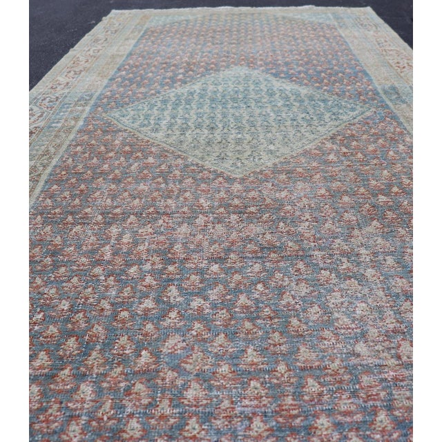 Tribal Antique Persian Malayer Gallery Rug With Hexagonal Medallion and Geometric Floral Patterns 4'8"x10'5" For Sale - Image 3 of 10