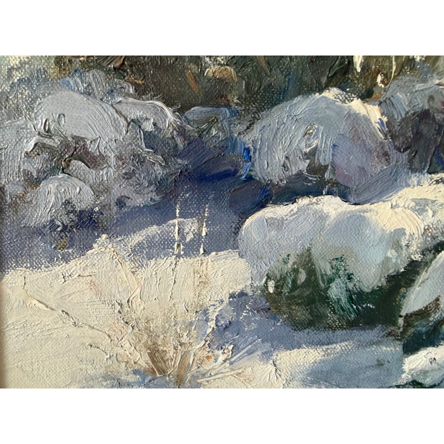 Original Bill Anton "Heavy Snows" Oil on Board 2012 Signed Front and Back For Sale - Image 4 of 9