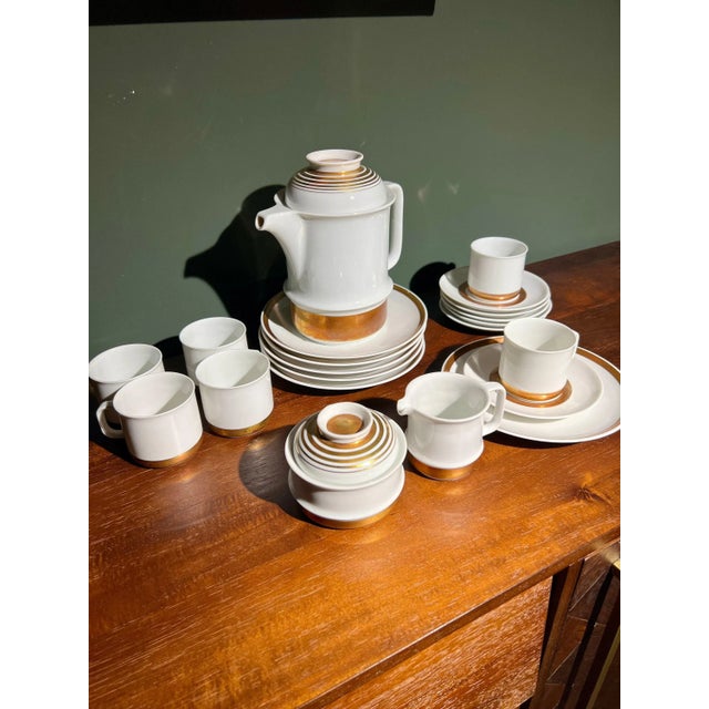 Mid-Century Modern Vintage Coffee Service for Six People in 14K Gold Leaf, 1970s, Set of 21 For Sale - Image 3 of 9