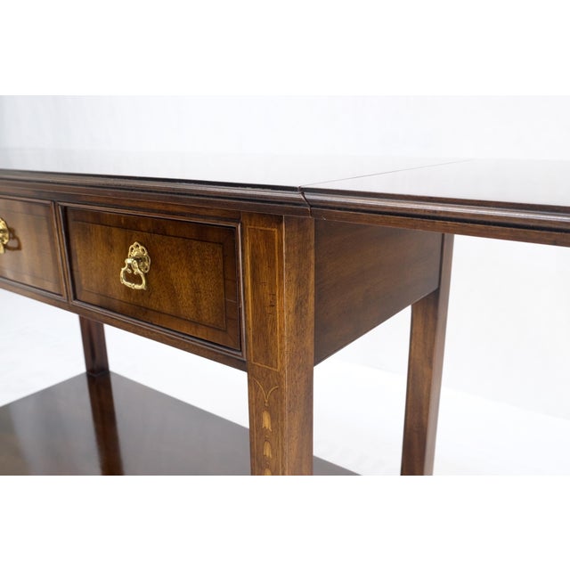 Mahogany Banded Inlay Drop Leaf Silver Drawer 5 Drawers Server Cart on Wheels For Sale - Image 9 of 12