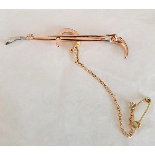 Antique Edwardian 15ct Rose Gold and Platinum Horseshoe Brooch, 1905 For Sale - Image 3 of 10