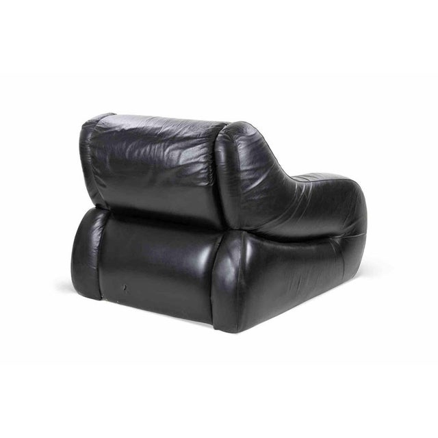 Vintage Black Leather Lounge Armchair, Italy, 1970s For Sale - Image 4 of 8
