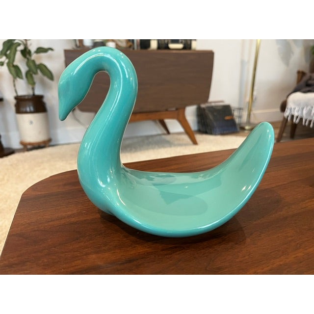 Ceramic Vintage Teal Ceramic Swan Towel or Washcloth Holder For Sale - Image 7 of 8