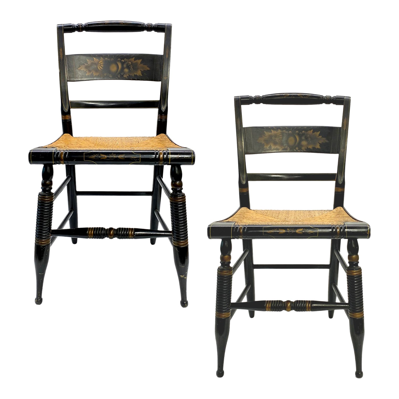Vintage 19481952 Hitchcock Chairs in Black a Pair Chairish
