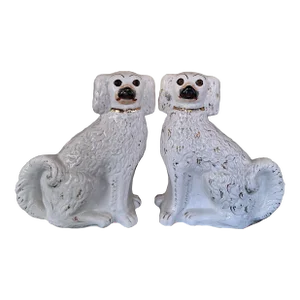 Antique English Staffordshire Dogs - a Pair