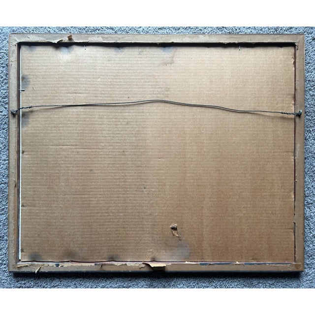 Charcoal Vintage 1960’s Framed Original Abstract Watercolor of a Street Scene For Sale - Image 8 of 8