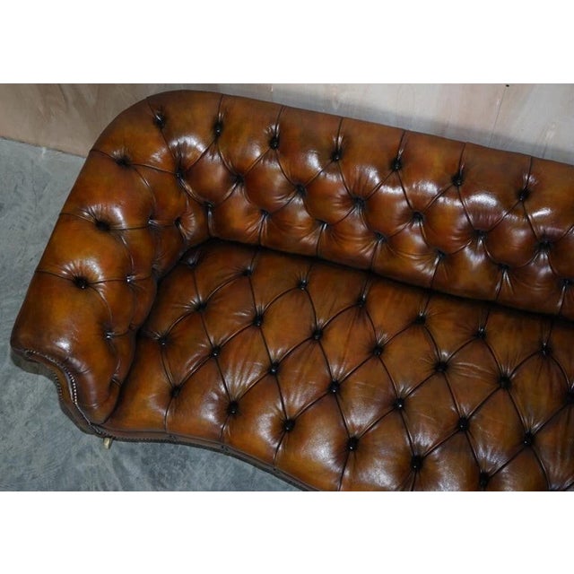 Animal Skin Exceptionally Rare Pair of Fully Restored Antique Howard & Sons Berners Street Leather Chesterfield Sofas For Sale - Image 7 of 18