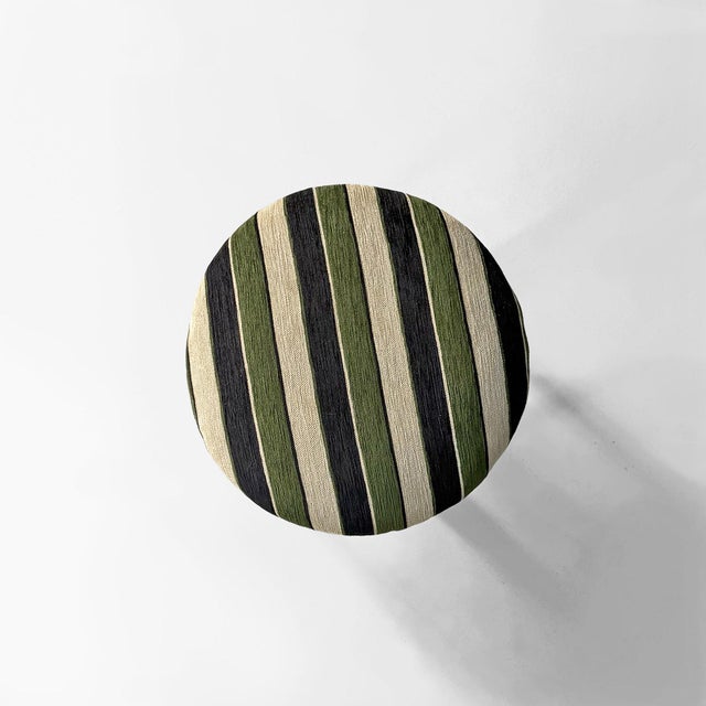 1930s Italian Art Deco Round Ottomans in Fabric and Wood, 1930s, Set of 2 For Sale - Image 5 of 15