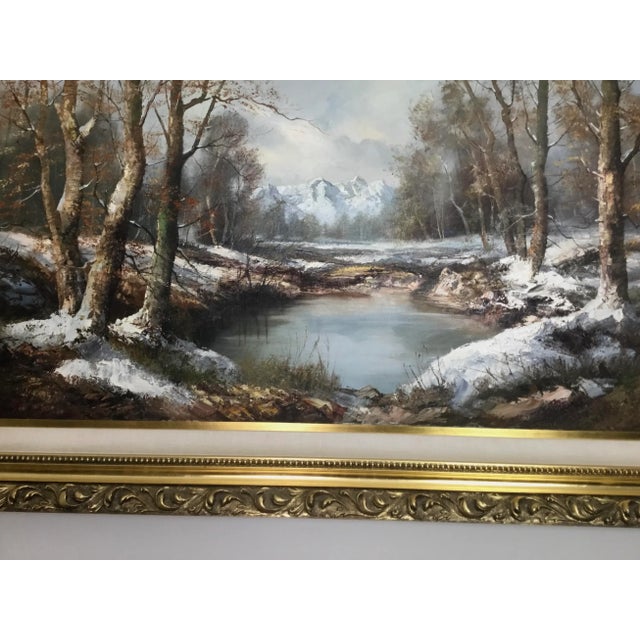 This 34” by 58”Spectacular oil on canvas landscape with the Rocky Mountains in the background -was painted by a master -no...