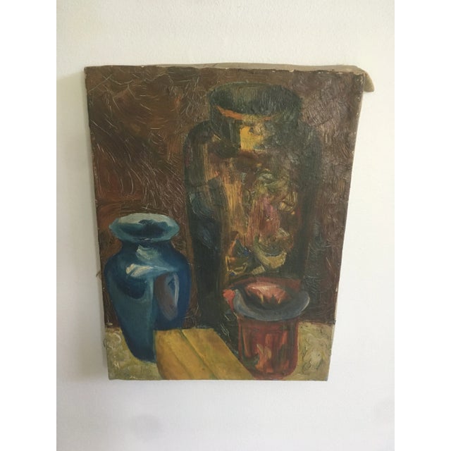 1940s Vintage Still Life Oil Painting For Sale - Image 6 of 11