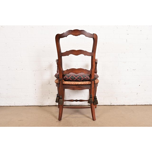 Baker Furniture French Provincial Louis XV Carved Walnut Armchair or Dining Captain Chair For Sale - Image 10 of 11