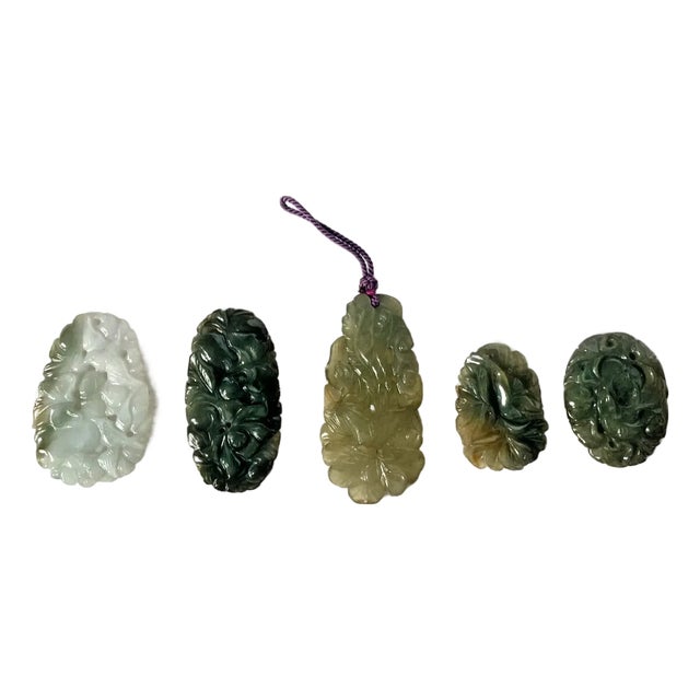 Carved Jade Pendants Set of 5 For Sale