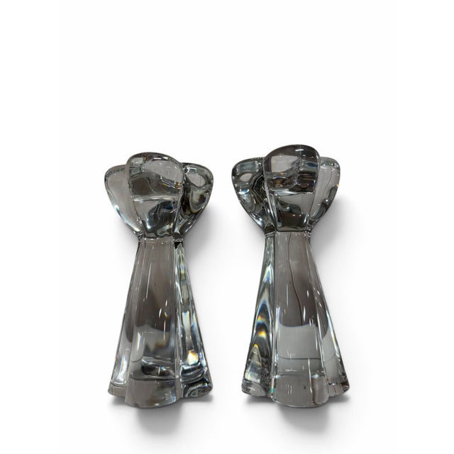 Baccarat Vintage Baccarat France "Diomede" Clover Crystal Candlesticks - A Pair For Sale - Image 4 of 5