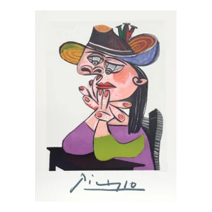 1980s "Buste de Femme Assise - Les Mains Sous le Menton" Lithograph After Pablo Picasso