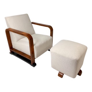 1930s Swedish Art Deco Chair and Ottoman For Sale