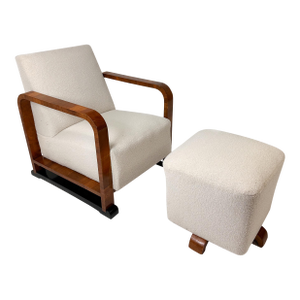 1930s Swedish Art Deco Chair and Ottoman
