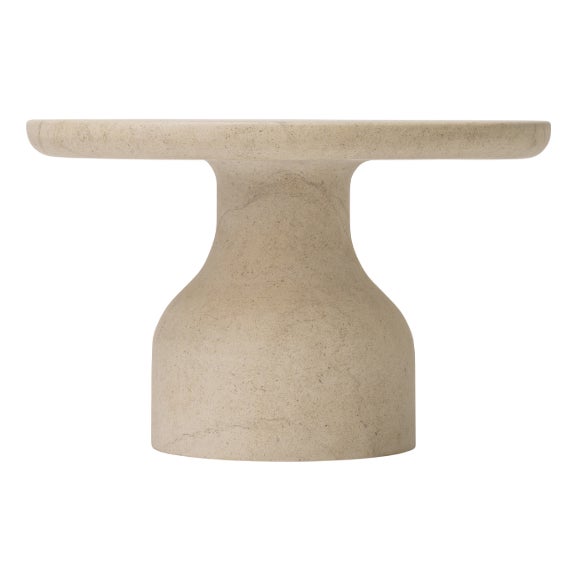 Peso Minimalist Round Side Table in Limestone by Depping & Jørgensen For Sale