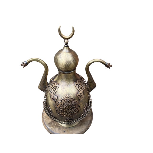 Rustic Hand-Hammered Ottoman Brass Ewer For Sale - Image 11 of 13