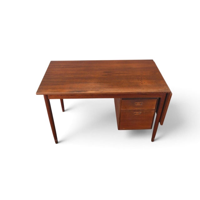 Mid 20th Century Scandinavian Modern Drop Leaf Desk With Movable Case in Teak For Sale - Image 5 of 16