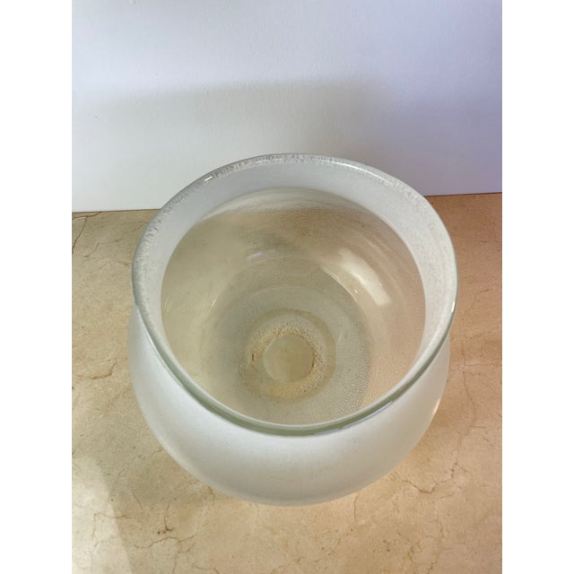 Vintage Murano-Style Scavo Crystaline Finish Glass Vase, Organic Freeform For Sale In Seattle - Image 6 of 9