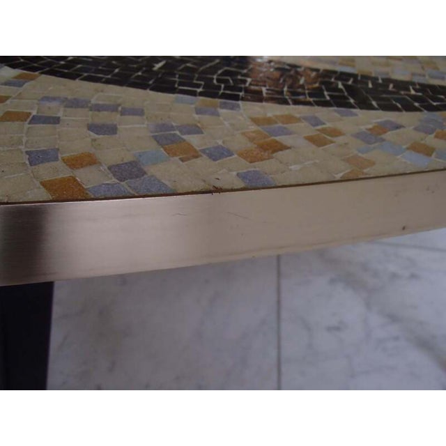 Triangular Mosaic Table with Brass Trim and Black Feet, 1950s For Sale - Image 11 of 12